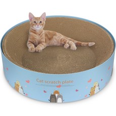 PETSMON 貓用圓形B瓦楞雙面平板碗型貓抓板, 混合色, 1個