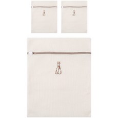 PDS Living 米色刺繡設計安心網狀洗衣袋, 3個, 洋裝