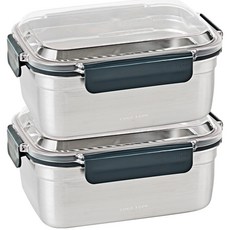 Glasslock 潔淨長方形不鏽鋼密封保鮮盒 2000ml, 單品, 2個