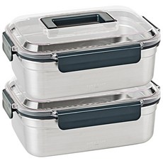 Glasslock 乾淨不鏽鋼密封保鮮盒 長方形 2800ml, 單品, 2個