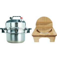 참좋은현상 5분 바로 밥 누룽지 가마솥 손잡이형 대용량 8인용 + 나무세트, 2L, 은색 + 검정색, 1세트