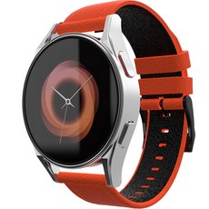 Byeoldaseot Galaxy Watch5 Watch4 Watch4 Active2 相容紋理皮革錶帶, 橘橙色