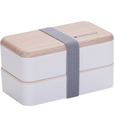 Pervade木質風格2層便當盒, 白色, 1個