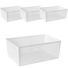 Saenghwalgongsik 食品儲藏室收納整理籃, 白色, 4個