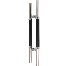 Cholmuldaejang 不鏽鋼 H型 圓形 條紋橡膠 340 出入門 強化玻璃 把手 黑色