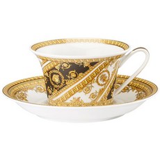 Versace 我喜歡巴洛克咖啡杯和碟排套裝, 黑+白+金, 1組
