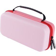 HOHOO Nintendo Switch OLED 相容多合一粉彩硬殼收納包, 單一商品(粉紅色), 1個