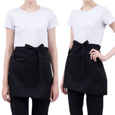 쉐프 솔리드 숏타입 허리 앞치마, 블랙, 2개