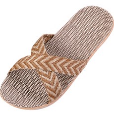 Modern Living男款新婚夫妻情侶涼爽亞麻室內鞋, 285, 棕色