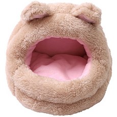 Petflow 蓬鬆柔軟 舒適 母親懷抱 天竺鼠 倉鼠屋 L, 米色, 1個