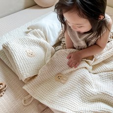 uterus 嬰幼兒莫代爾鬆餅格紋被, 徽章兔子