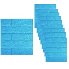 PEONIST 自黏式隔熱泡棉磚壁貼 3mm, 天空藍, 10個