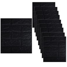 PEONIST 自黏式隔熱泡棉磚壁貼 3mm, 黑色, 10個