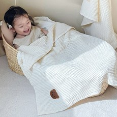 uterus 嬰幼兒莫代爾鬆餅格紋被, 徽章小熊