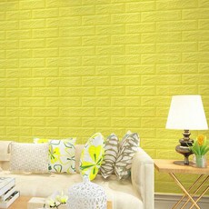 PEONIST 自黏式隔熱泡棉磚壁貼 3mm, 黃色, 10個