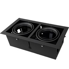 方形 LED PAR30 嵌入式 雙孔 燈具 全黑, 1個