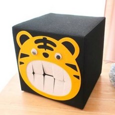 簡單毛氈DIY動物臉孔好奇秘密抽獎箱, 黑老虎）, 1個