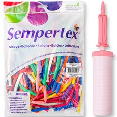 Sempertex 魔術氣球 260S 100p + 手動打氣筒套組, 混合色(氣球), 馬卡龍粉(手動打氣筒), 1套
