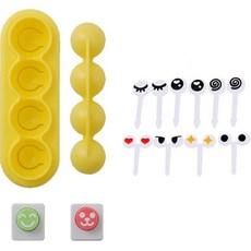 미미앤오 곰돌이 원형 미니 주먹밥틀 + 도시락 데코 눈픽 10p 세트, 혼합색상, 1세트