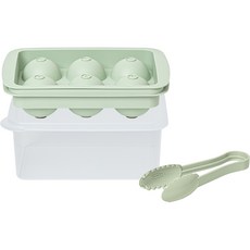EASY&FREE 冰球6格製冰盒 冰夾組 3, 綠色, 1套