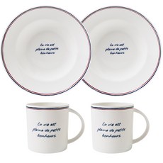 HANKOOK CHINAWARE L'été de Paris 義大利麵碗 2p + 馬克杯 2p B套組, 混合色, 1套