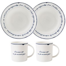 HANKOOK CHINAWARE L'été de Paris 義大利麵碗 2p + 馬克杯 2p A套組, 混合色, 1套