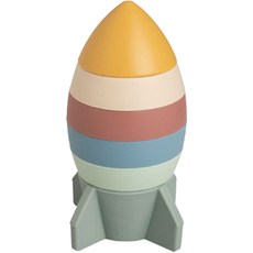 BabyOnly 新生兒用矽膠火箭堆疊玩具, 蛋白石色, 1個