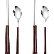 It's us 都會風原木餐具2件組 2入組, 胡桃木, 湯匙 2p + 筷子 2雙