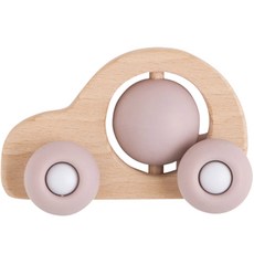 BabyOnly 新生兒矽膠木製迷你車, 粉紅色