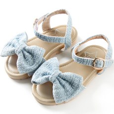 KIDS TALK 女童漂亮夏季布蘭蝴蝶結涼鞋