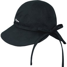 lupeo 女性刺繡鋼圈棉質寬簷高爾夫球蝴蝶結漁夫帽, 黑色