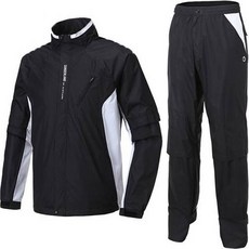 sunderland 男士雙色配色高爾夫雨衣上下套裝, 黑色