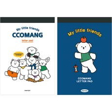 핑크풋 7000 꼬망 PP 패드편지지 2종 세트, 화이트 + 네이비, 1개