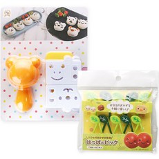 Mimi&O 熊和朋友們飯糰托盤 + 午餐盒裝飾樹葉 10p 套組, 混色, 1組