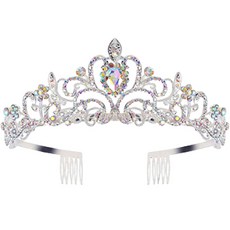 올리브파티 브라이덜샤워 소품 생일 파티 티아라 공주 왕관 셀프 웨딩 신부 용품, A 크리스탈, 1개