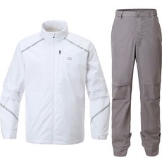 Cutter & Buck 男用熱壓重點高爾夫雨衣上下套裝, 白色