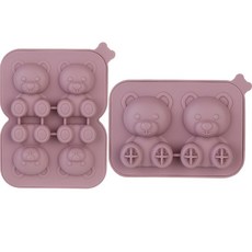 plala 小熊冰塊模具2件組, 粉紅色, 1套