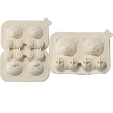 plala 小熊冰塊模具2件組, 白色, 1套