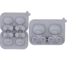 plala 小熊冰塊模具2件組, 灰色, 1套