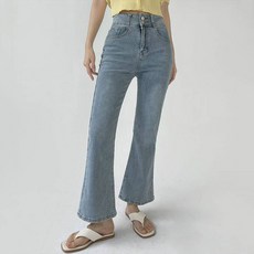 플랜데이 여성용 탄탄한 투버튼 하이웨이스트 데일리 캐주얼 부츠컷 팬츠