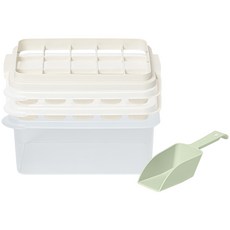 EASY&FREE 艾斯速按壓15格製冰盒冰杓5件組 選項2, 白色, 1個