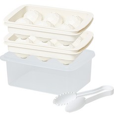 EASY&FREE 水晶冰球6格製冰盒 2p + 1.9L儲冰桶 + 冰夾組, 白色(製冰盒, 冰夾), 透明(儲冰桶), 1套