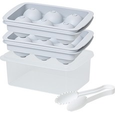 EASY&FREE 6格冰球製冰盒 2p + 1.9L 儲冰桶 + 冰夾組 6, 藍色(製冰盒), 透明(儲冰桶), 白色(冰夾), 1套