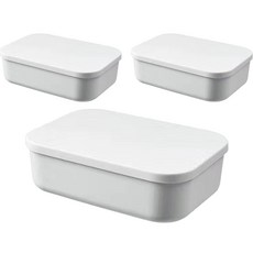 Glusun 食品儲藏室儲物籃 + 蓋子套組 S, 3組, 白色