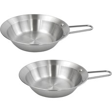 kitchen U 露營不鏽鋼把手餐碗, 銀, 2個