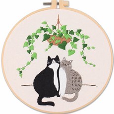 All Rounder貓咪法國刺繡十字繡組合DIY, F, 1組