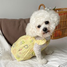 bydamsoomi 狗狗可愛野餐連身裙, 黃色