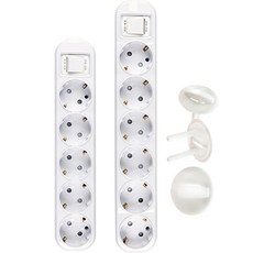 Ohsung Precision Multi-Tap 接地 5 插腳 1.5m+接地 6 插腳 1.5m+安全蓋 3p 套組, 1.5m, 1組