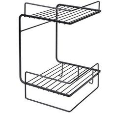 簡約現代多用途免鑽孔置物架, 黑色, 1個