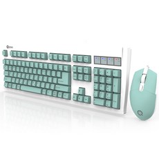 QSENN KM3500 Plus 有線鍵盤滑鼠組, 薄荷綠, SEM-DT35 USB (鍵盤), GP-M550 (滑鼠), 一般型
